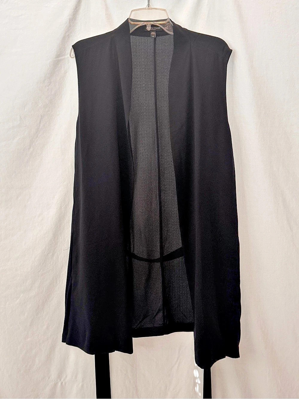 Eileen Fisher Silk Long Vest Black 1X